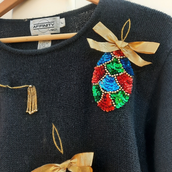 Vintage 80s 90s Affinity by Margo's Christmas Sweater | Angora & Lambswool | L - Picture 6 of 14